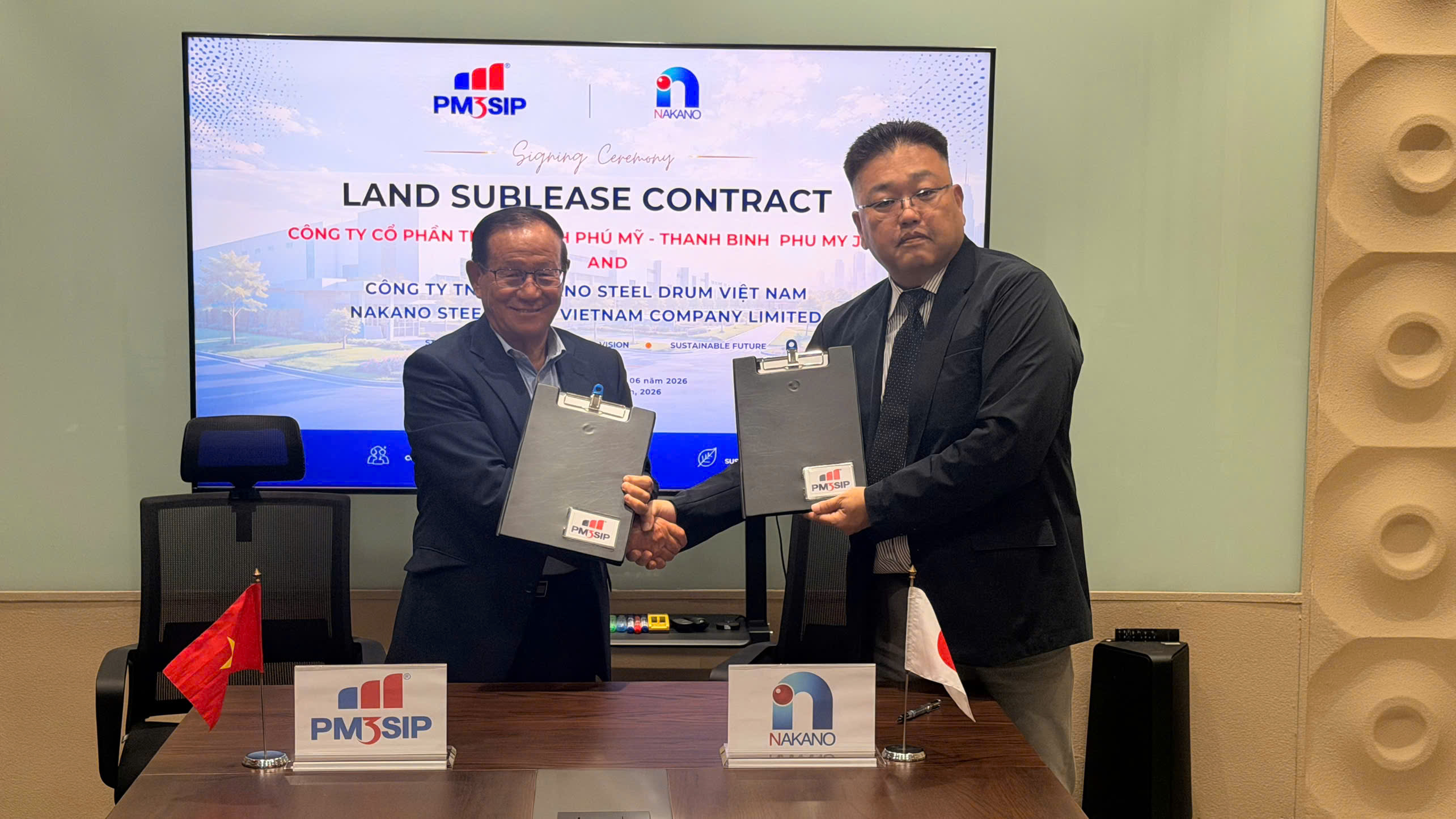 PHU MY 3 SPECIALIZED INDUSTRIAL PARK SIGNS LAND SUBLEASE CONTRACT WITH JAPANESE STEEL DRUM MANUFACTURER NAKANO INDUSTRIES CO., LTD